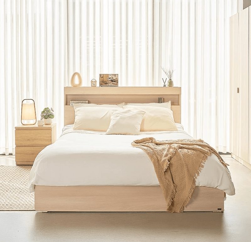 Giường Ngủ Có Hộc & Ổ Điện MOHO VIENNA - MÀU TỰ NHIÊN
